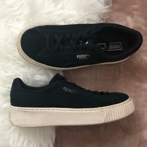 Black Puma Suede Platform Sneakers
